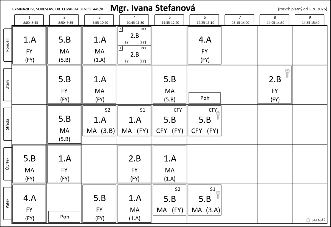 Rozvrh 2025/2026